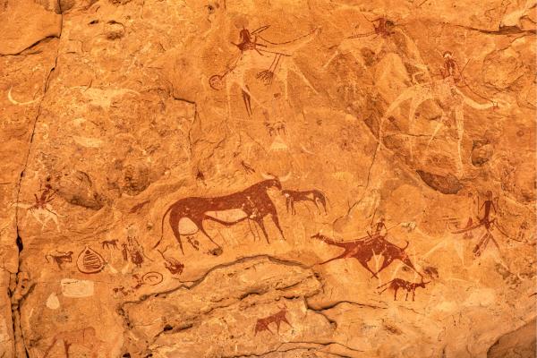 Pinturas en una pared, muestra de arte rupestre levantino. Unesco